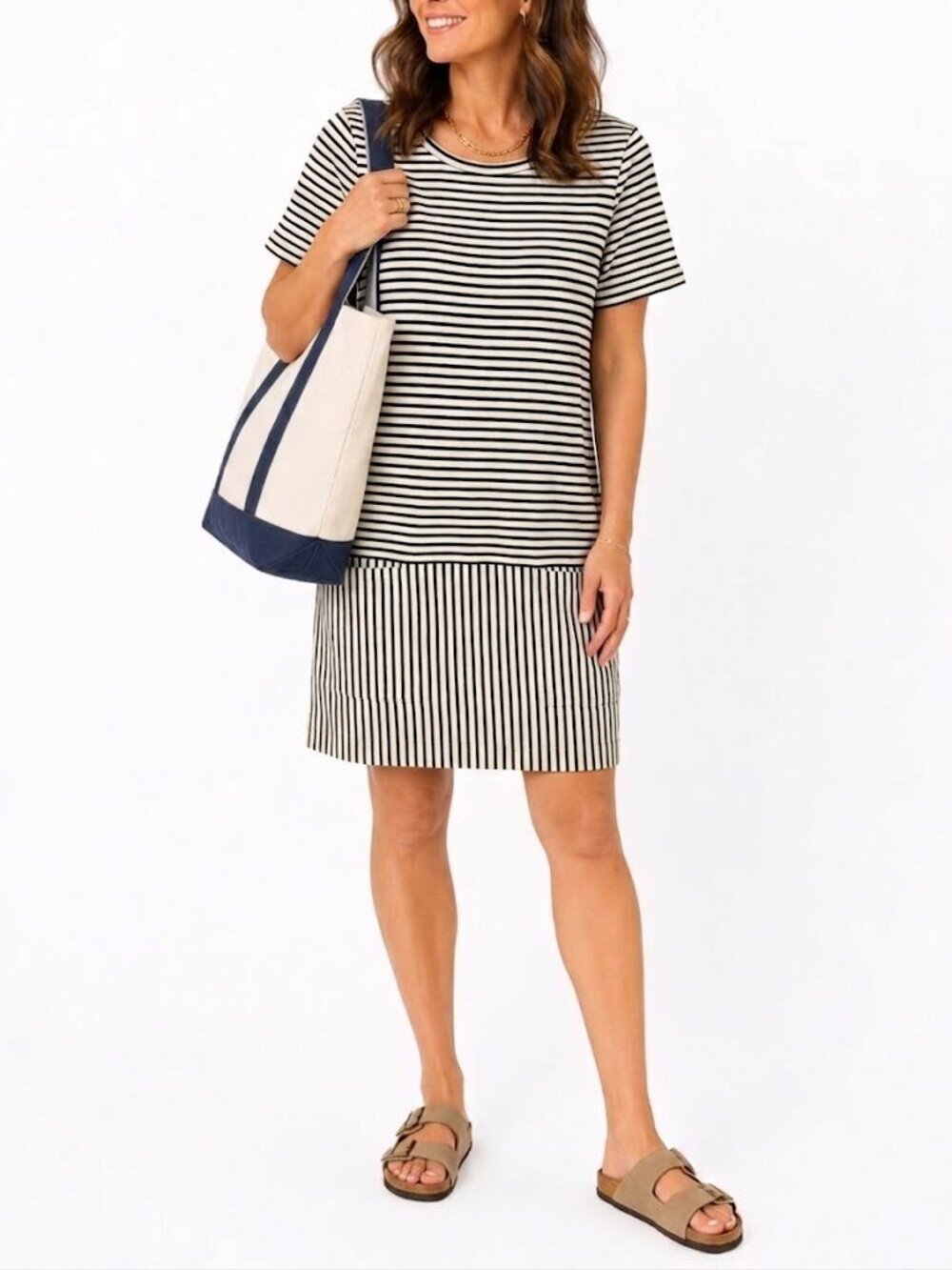 Madewell Dockside Striped T-Shirt Shift Dress Pockets Size L